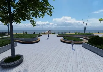 Туристам в Зеленоградске предложили новые «стоячие лежаки» вместо скамеек