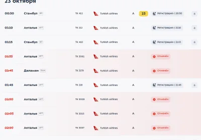 Turkish Airlines: Изменения в расписании ночных рейсов из Москвы и Петербурга